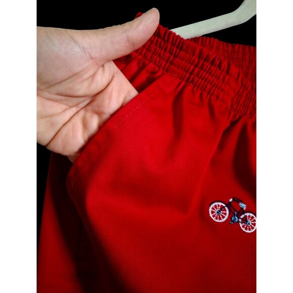 Alfred Dunner Red Bicycle Embroidered Elastic Waist Pants Size 14 Cotton/Polyest - Picture 4 of 6